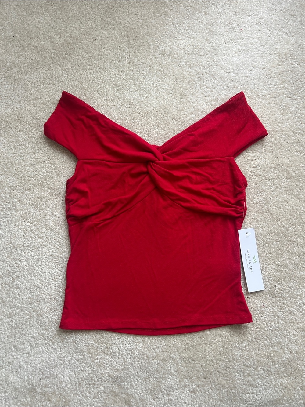 Marshalls Live in the Moment Red Off-Shoulder Twist-Front Top